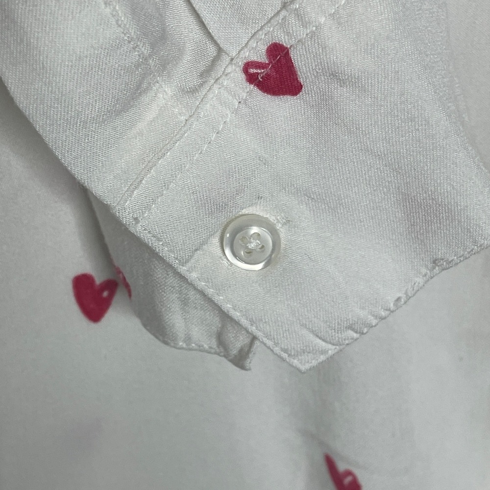 Rails Women's Button Down Shirt Top Small Heart Print Tie Front White Casual - Picture 7 of 8
